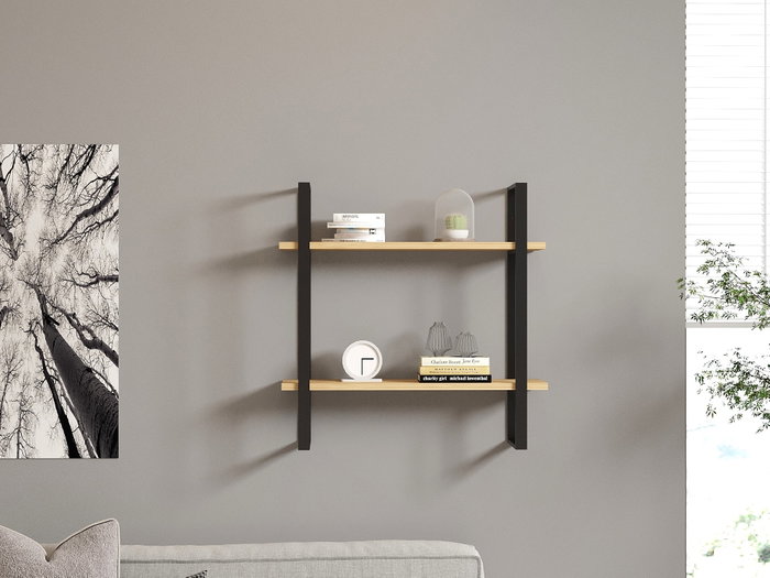 Hanah Home Estantería de Pared Roble Zafiro y Negro Hanah Home Estantería de Pared Roble Zafiro y Negro